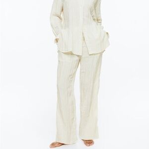 Cream crinkle pants